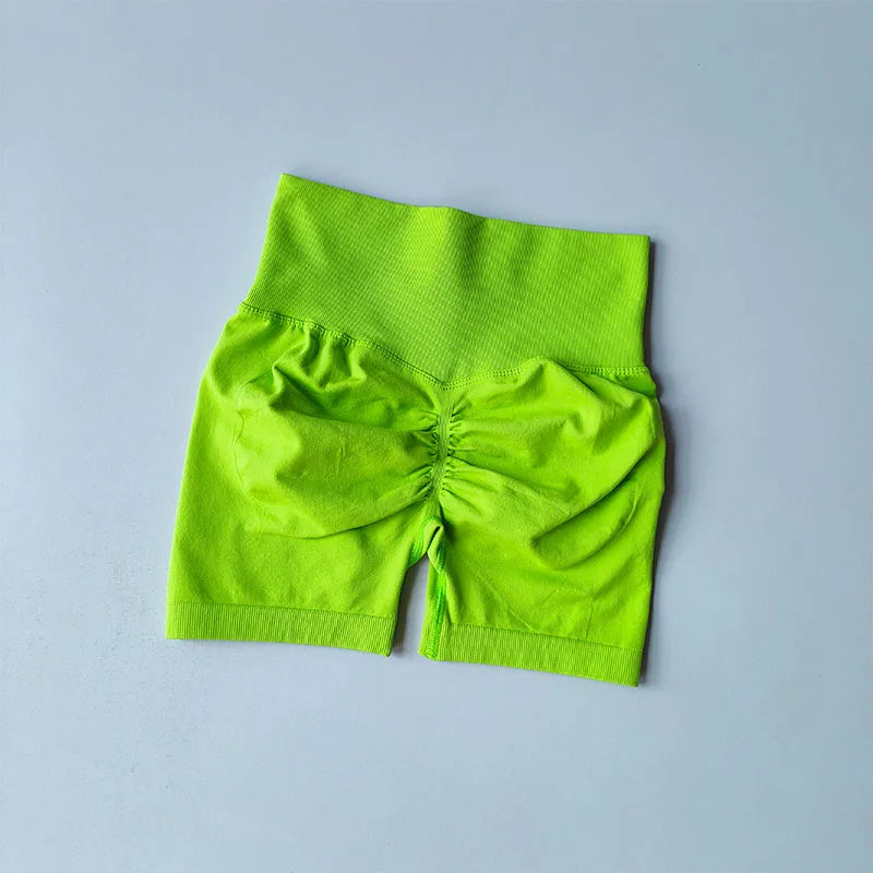 Shorts esportivos de levantamento de quadril pêssego, feminino, cintura alta e cintura apertada, emagrecimento, corrida, quadril, secagem rápida, calças justas de três pontos