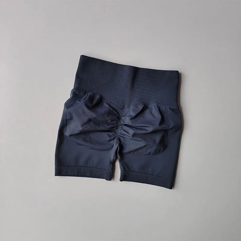 Shorts esportivos de levantamento de quadril pêssego, feminino, cintura alta e cintura apertada, emagrecimento, corrida, quadril, secagem rápida, calças justas de três pontos