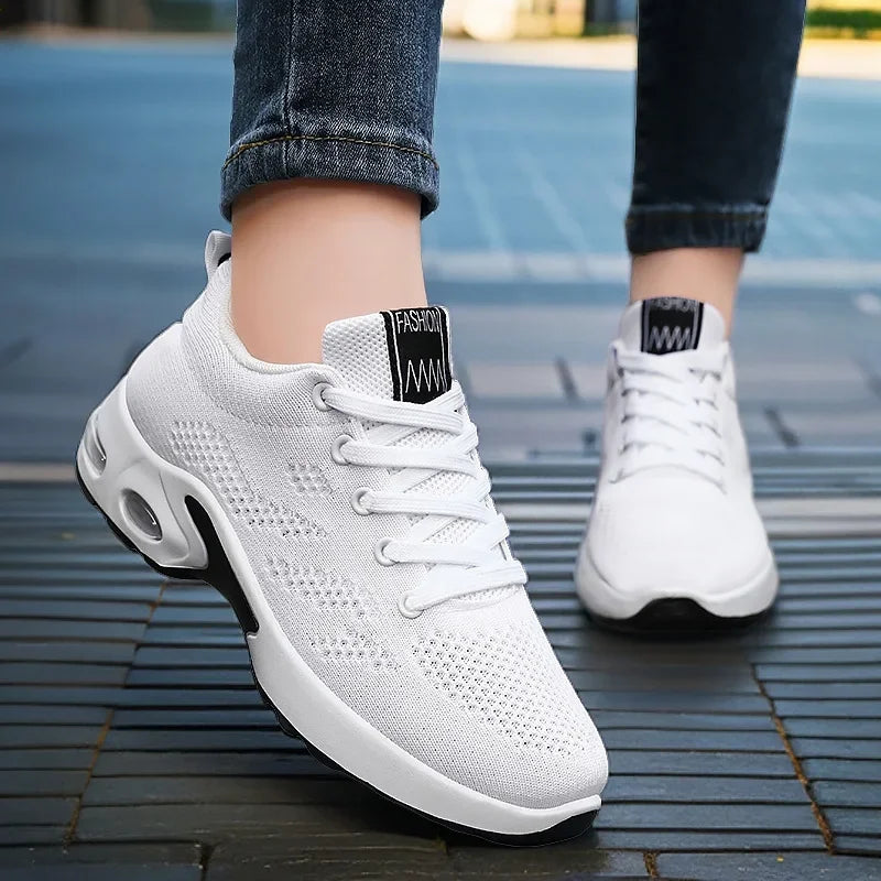 2025 Novo Estilo Sapatos Femininos Estilo Coreano Casual Almofada de Ar Respirável Fundo Macio Sapatos Esportivos para Mulheres