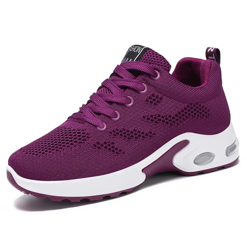 2025 Novo Estilo Sapatos Femininos Estilo Coreano Casual Almofada de Ar Respirável Fundo Macio Sapatos Esportivos para Mulheres